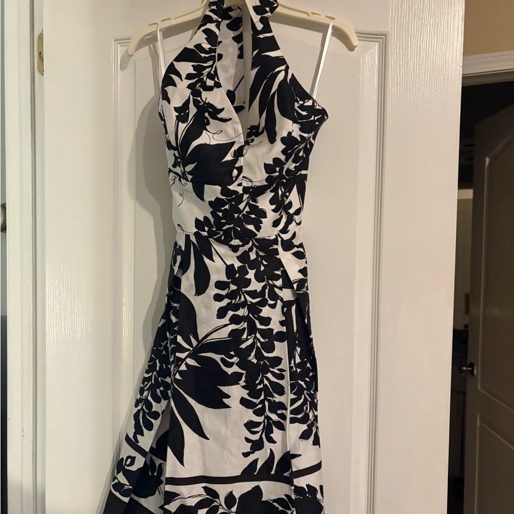 White House Black Market Black and White Backless Dress